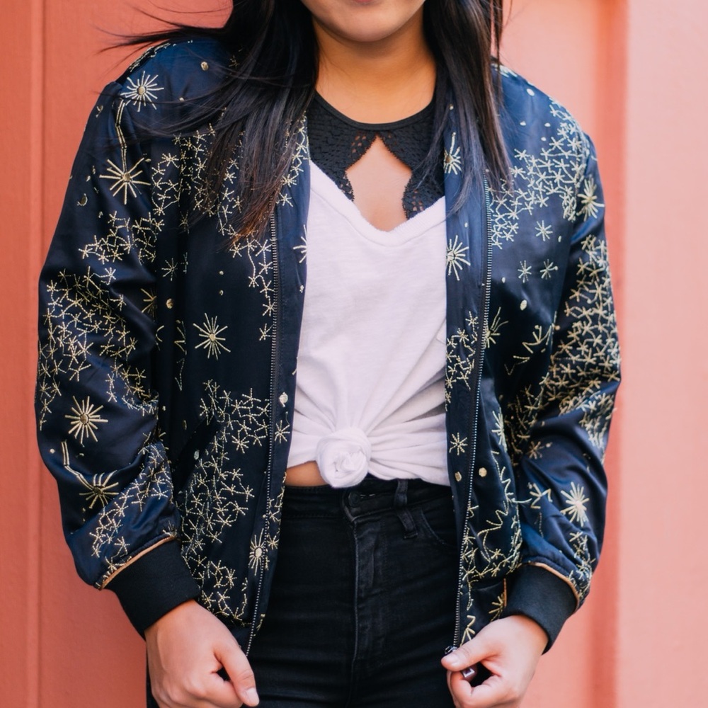 Urban Outfitters Embroidered Bomber Jacket